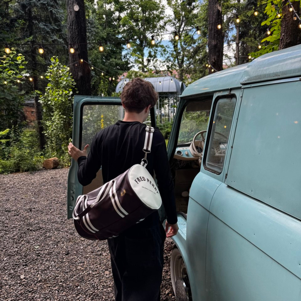 Fred Perry Classic Barrel Bag Oxblood/White